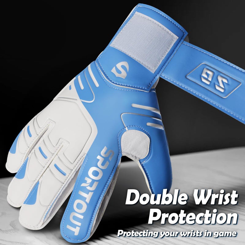 Sportout Youth&Adult Goalie Goalkeeper Gloves, Strong Grip for The Toughest Saves, with Finger Spines to Give Splendid Protection to Prevent Injuries,3 Colors (Blue, 5) - Image 5